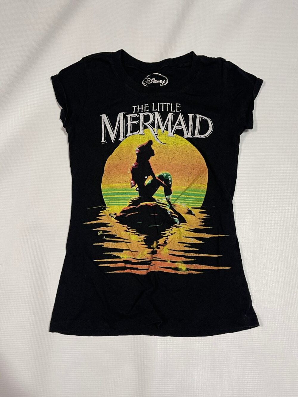 Disney The Little Mermaid Ariel Sunset Silhouette Babydoll Tee, Junior S (3/5),